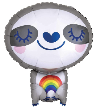 XL Folienballon Figur - Faultier mit Regenbogen auf dem Bauch - ø 48cm